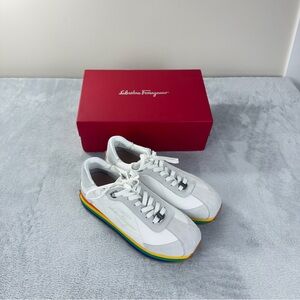 Salvatore Ferragamo Women's Sz 10.5 US/41 EU Rainbow Soled Low Top Sneaker New